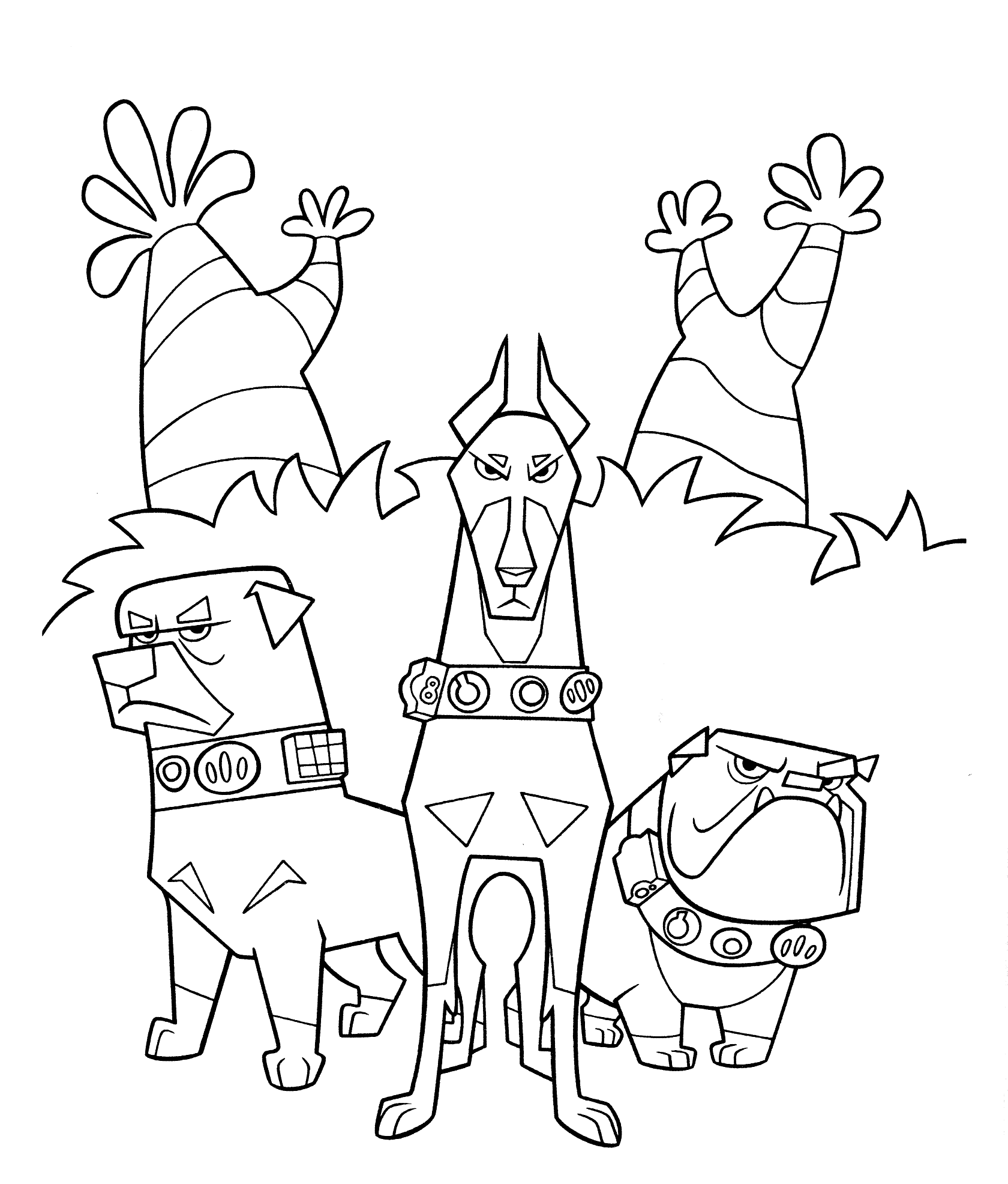 Раскраска три собаки из вверх