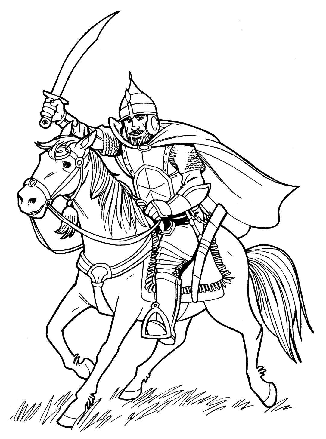 Древнерусский воин раскраска