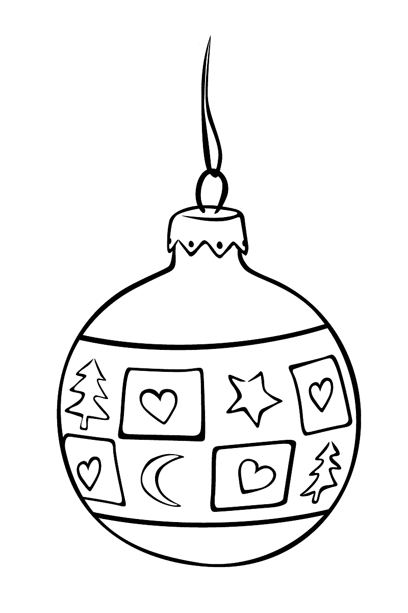 Раскраска Новогодние шары распечатать бесплатно