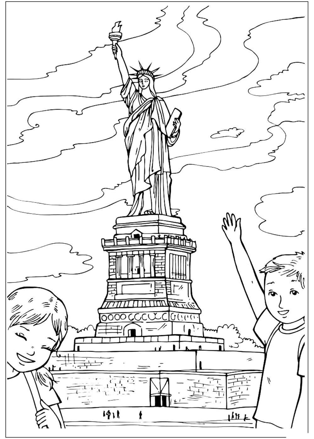 Статуя свободы США раскраска