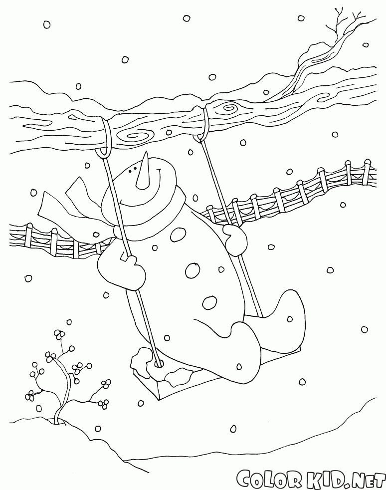 Снеговик на качелях