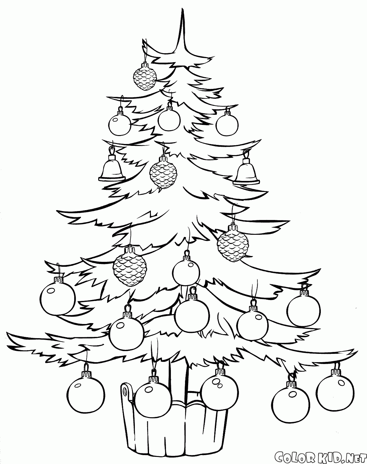 Раскраска Новогодняя елка и игрушки