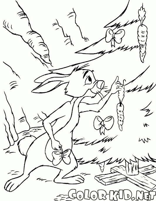 Кролик наряжает елку