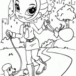 Девушка выгуливает питомца