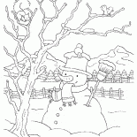 Снеговик в шарфе и шляпе